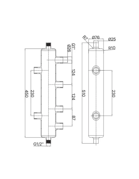 Гидрострелка Koer KR.S1032 4/2 НР 1 дюйм