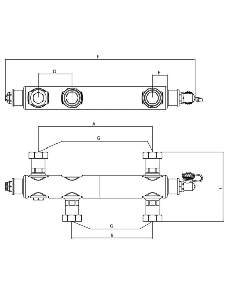 Гидрострелка Koer KR.S1033 2/2 НР 1 1/4 дюйма