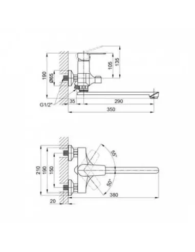 Смеситель для ванны SLAT SLT-C006W белый, пластик