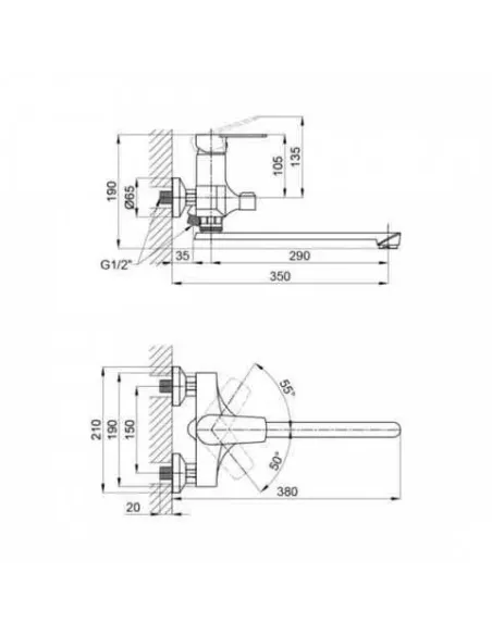 Смеситель для ванны SLAT SLT-C006W белый, пластик