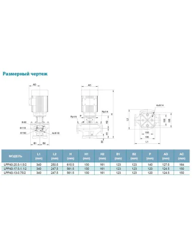 Вертикальный поверхностный насос Leo LPP40-13-0.75/2 7714123, 0.75 кВт