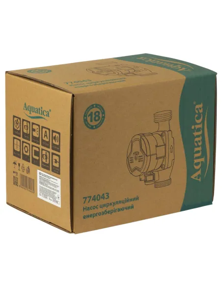 Циркуляционный насос Aquatica GPA25-4/180 III 774043, 180 мм, энергосберегающий, с гайками
