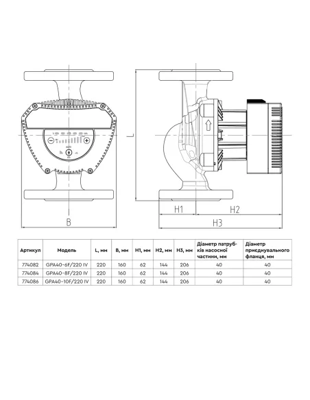 Циркуляционный насос Aquatica GPA40-8F/220 IV 774084, 220 мм, фланцевый