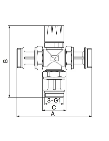 Клапан трехходовой Europroduct EP.0601 - 1 дюйм, термостатический