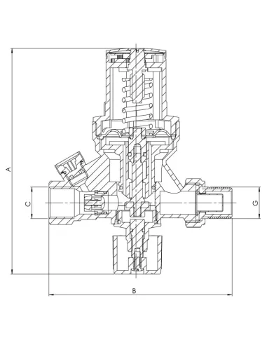 Запобіжний клапан Koer KR.1259 1/2 дюйми, з виходом для підключення манометра