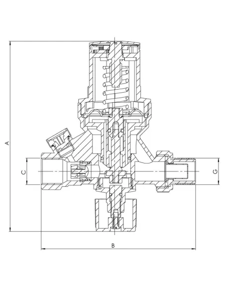 Запобіжний клапан Koer KR.1259 1/2 дюйми, з виходом для підключення манометра