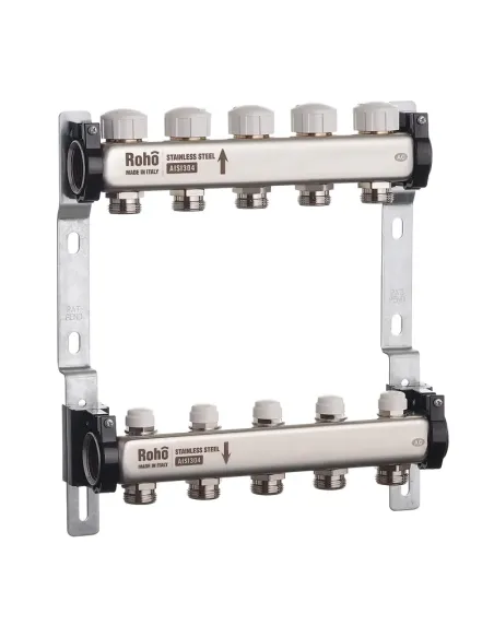 Колектор для теплого пола Roho R805-05 5 выходов, с термостатическими клапанами