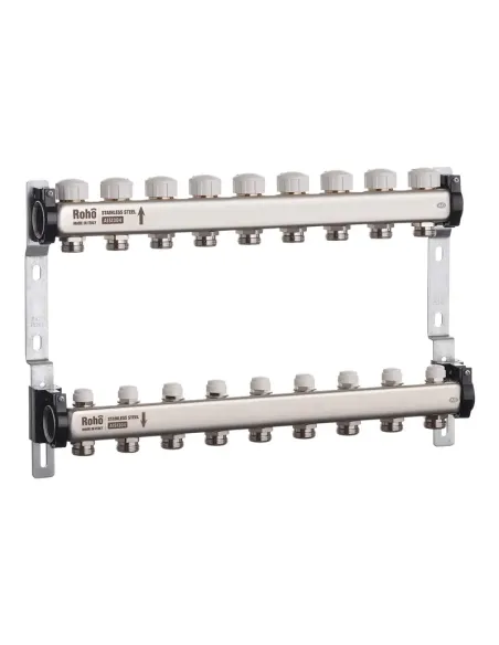 Колектор для теплої підлоги Roho R805-09 9 виходів, з термостатичними клапанами
