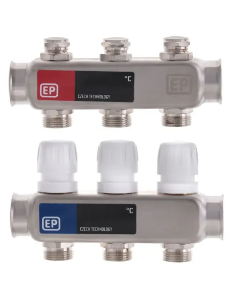 Колектор для теплого пола Europroduct EP.S1100-03 3 выхода, с термостатическими клапанами