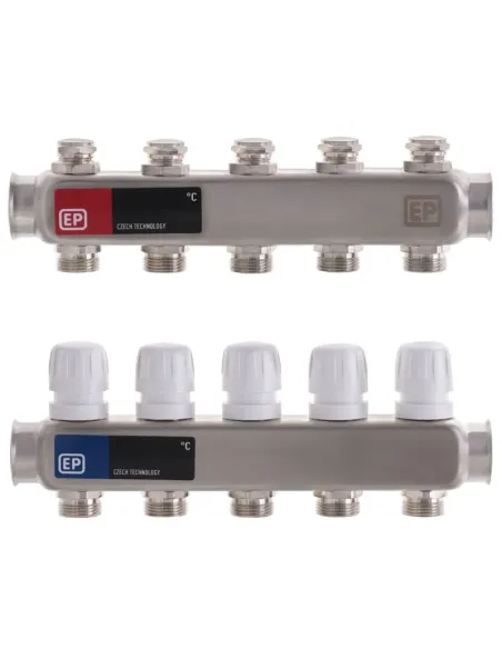 Колектор для теплої підлоги Europroduct EP.S1100-05 5 виходів, з термостатичними клапанами