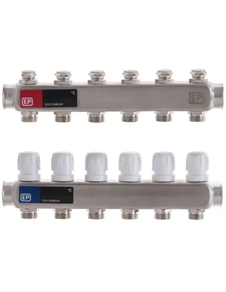 Колектор для теплого пола Europroduct EP.S1100-06 6 выходов, с термостатическими клапанами