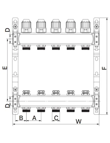 Колектор для теплої підлоги Europroduct EP.S1100-06 6 виходів, з термостатичними клапанами