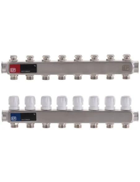 Колектор для теплої підлоги Europroduct EP.S1100-08 8 виходів, з термостатичними клапанами