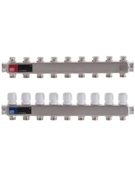 Колектор для теплої підлоги Europroduct EP.S1100-09 9 виходів, з термостатичними клапанами