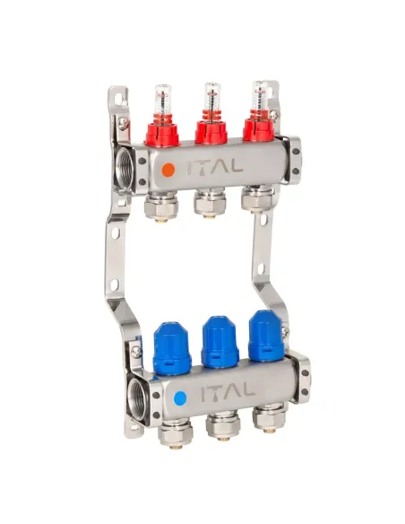 Колектор для теплої підлоги ITAL HC1-03 3 виходи, з витратомірами