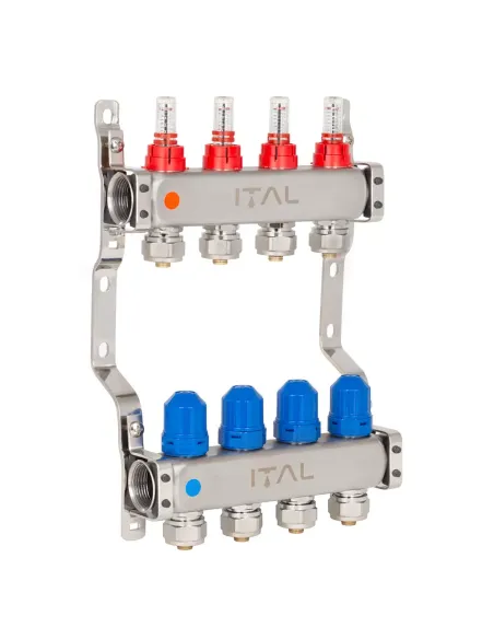 Колектор для теплої підлоги ITAL HC1-04 4 виходи, з витратомірами