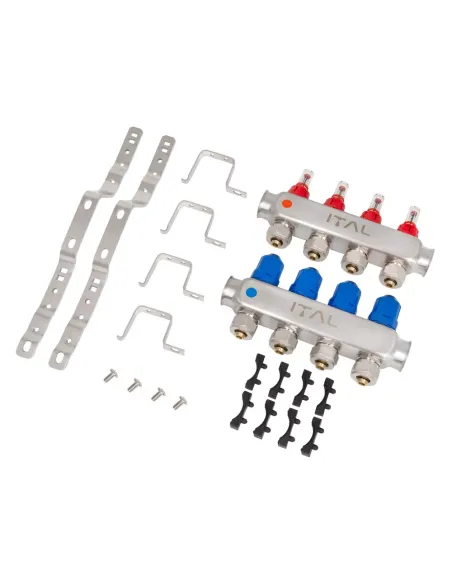 Колектор для теплого пола ITAL HC1-04 4 выхода, с расходомерами