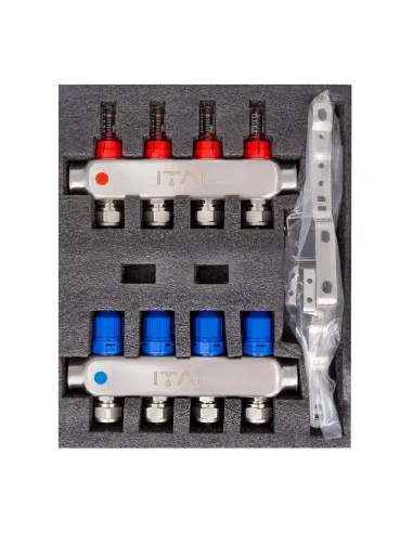 Колектор для теплого пола ITAL HC1-04 4 выхода, с расходомерами