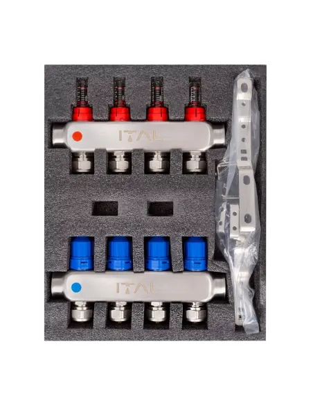 Колектор для теплого пола ITAL HC1-04 4 выхода, с расходомерами