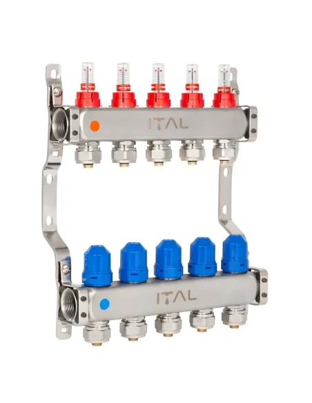 Колектор для теплої підлоги ITAL HC1-05 5 виходів, з витратомірами