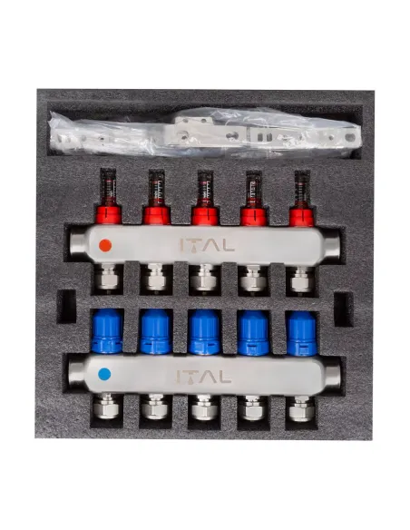 Колектор для теплої підлоги ITAL HC1-05 5 виходів, з витратомірами