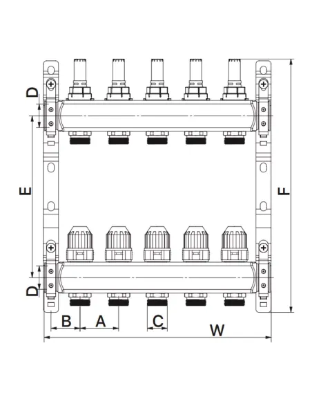 Колектор для теплої підлоги ITAL HC1-05 5 виходів, з витратомірами