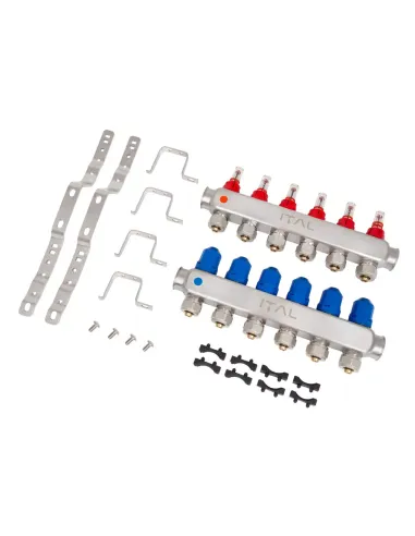 Колектор для теплої підлоги ITAL HC1-06 6 виходів, з витратомірами