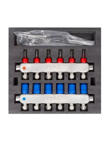 Колектор для теплого пола ITAL HC1-06 6 выходов, с расходомерами
