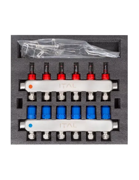 Колектор для теплого пола ITAL HC1-06 6 выходов, с расходомерами