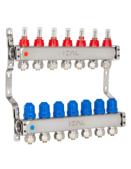Колектор для теплої підлоги ITAL HC1-07 7 виходів, з витратомірами