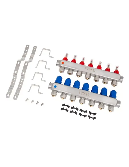 Колектор для теплої підлоги ITAL HC1-07 7 виходів, з витратомірами