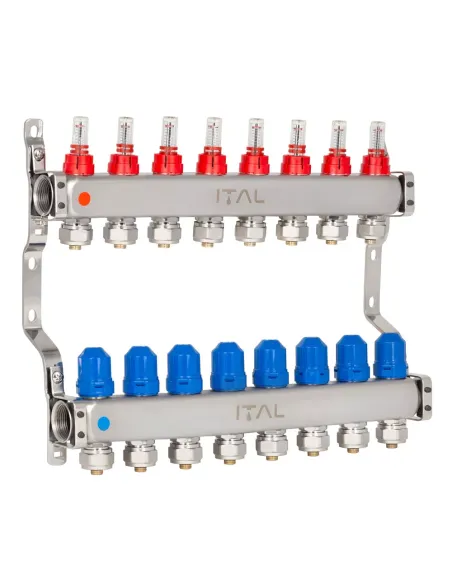 Колектор для теплої підлоги ITAL HC1-08 8 виходів, з витратомірами
