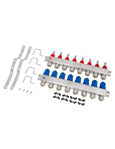 Колектор для теплої підлоги ITAL HC1-08 8 виходів, з витратомірами