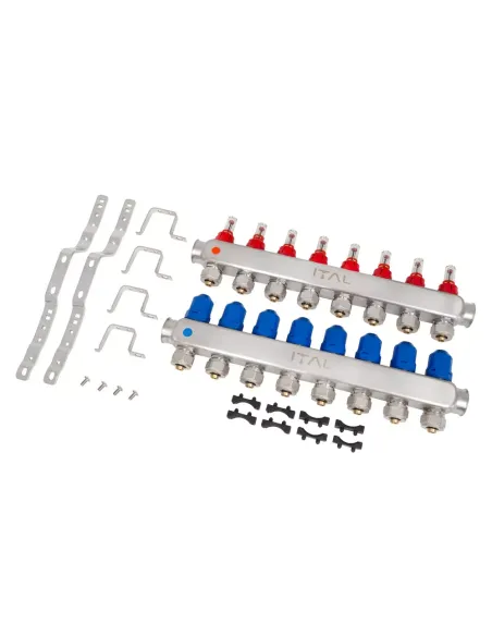 Колектор для теплої підлоги ITAL HC1-08 8 виходів, з витратомірами
