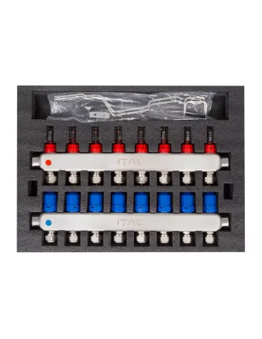 Колектор для теплої підлоги ITAL HC1-08 8 виходів, з витратомірами