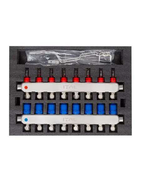 Колектор для теплої підлоги ITAL HC1-08 8 виходів, з витратомірами