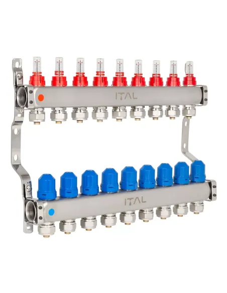 Колектор для теплого пола ITAL HC1-09 9 выходов, с расходомерами