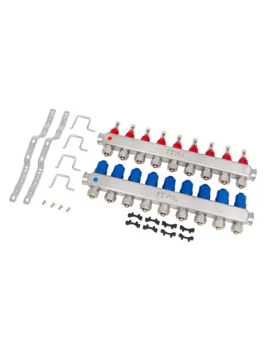 Колектор для теплого пола ITAL HC1-09 9 выходов, с расходомерами