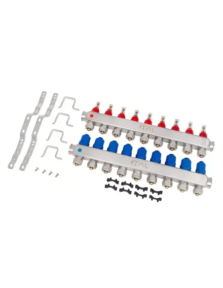 Колектор для теплого пола ITAL HC1-09 9 выходов, с расходомерами