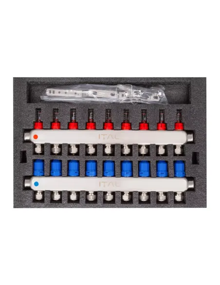 Колектор для теплого пола ITAL HC1-09 9 выходов, с расходомерами