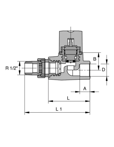 Кран для радиатора ITAL 1003196 20 мм, 1/2 дюйма, прямой, термостатичный