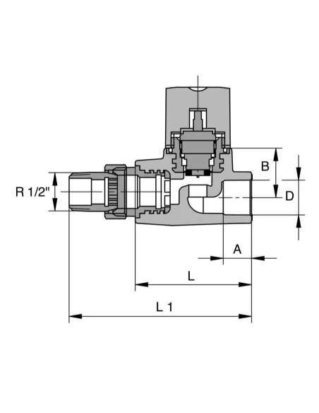Кран для радиатора ITAL 1003196 20 мм, 1/2 дюйма, прямой, термостатичный