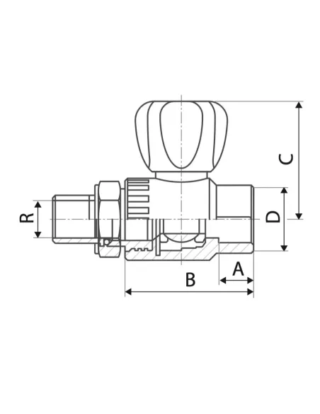 Кран для радиатора ITAL 1036203 25 мм, 3/4 дюйма, прямой