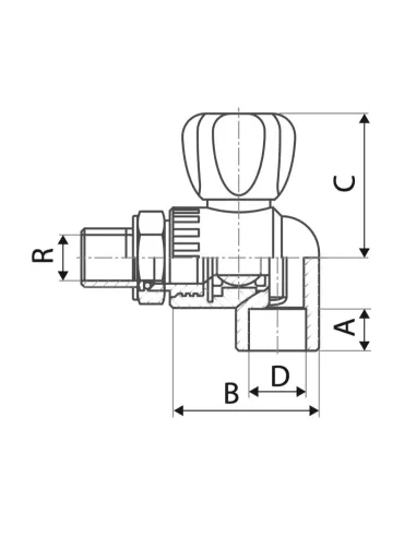 Кран для радиатора ITAL 1036204 20 мм, 1/2 дюйма, угловой
