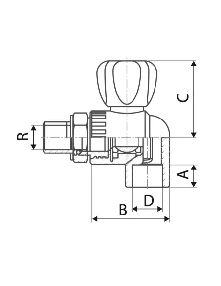Кран для радіатора ITAL 1036205 25 мм, 3/4 дюйми, кутовий.