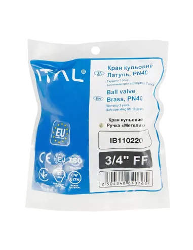 Кран кульовий прямий ITAL PN40 1046042 3/4 дюйми