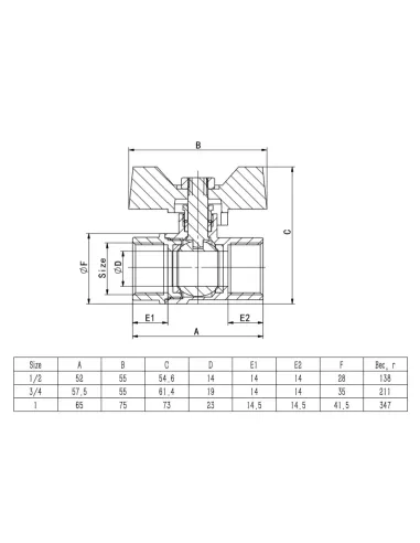 Кран шаровой прямой ITAL PN40 1046043 1 дюйм