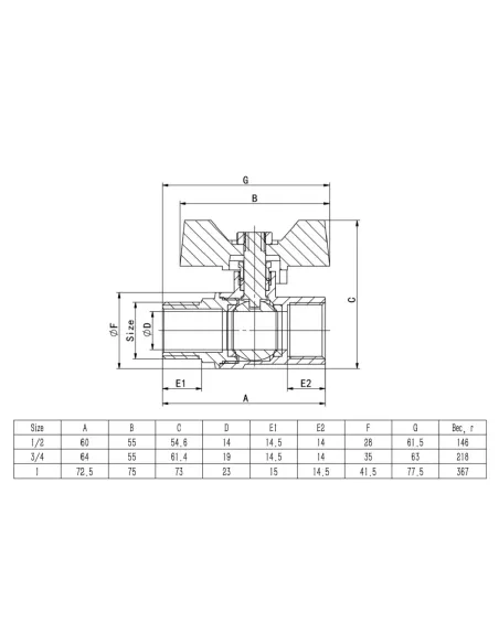 Кран шаровой прямой ITAL PN40 1046046 1 дюйм Кран шаровой прямой ITAL PN40 1046046 1 дюйм