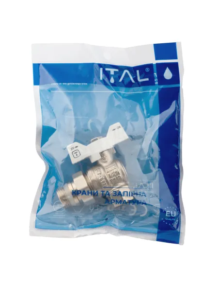 Кран кульовий з американкою ITAL 1055571 3/4 дюйми, кутовий.