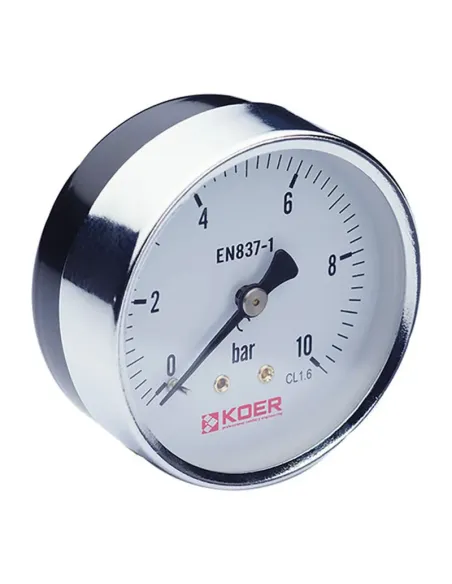 Манометр Koer KM.611A 0-10 Вар, 1/4 - 1/2 дюйми, заднє підключення